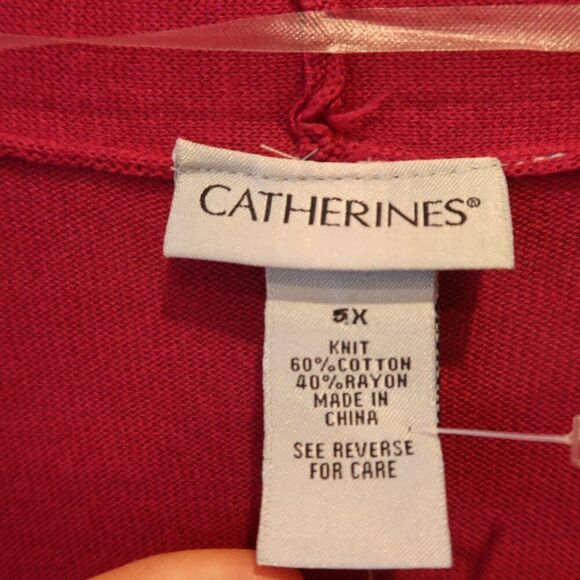 NWT CATHERINE'S cardigan sweater 5X open front long pink mesh cotton knit light - Picture 6 of 10